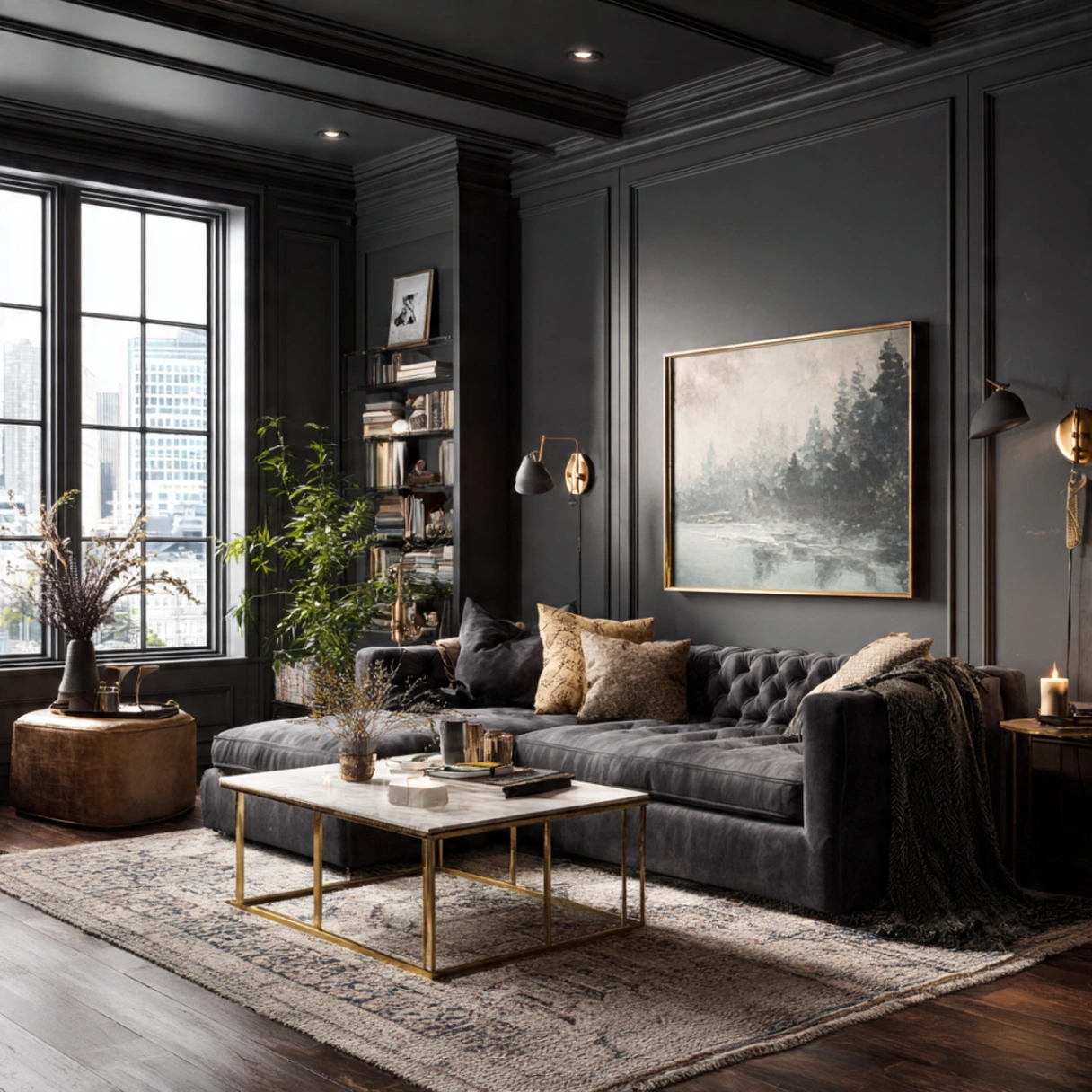 Home 3 Dark Gray Wall Living Rooms