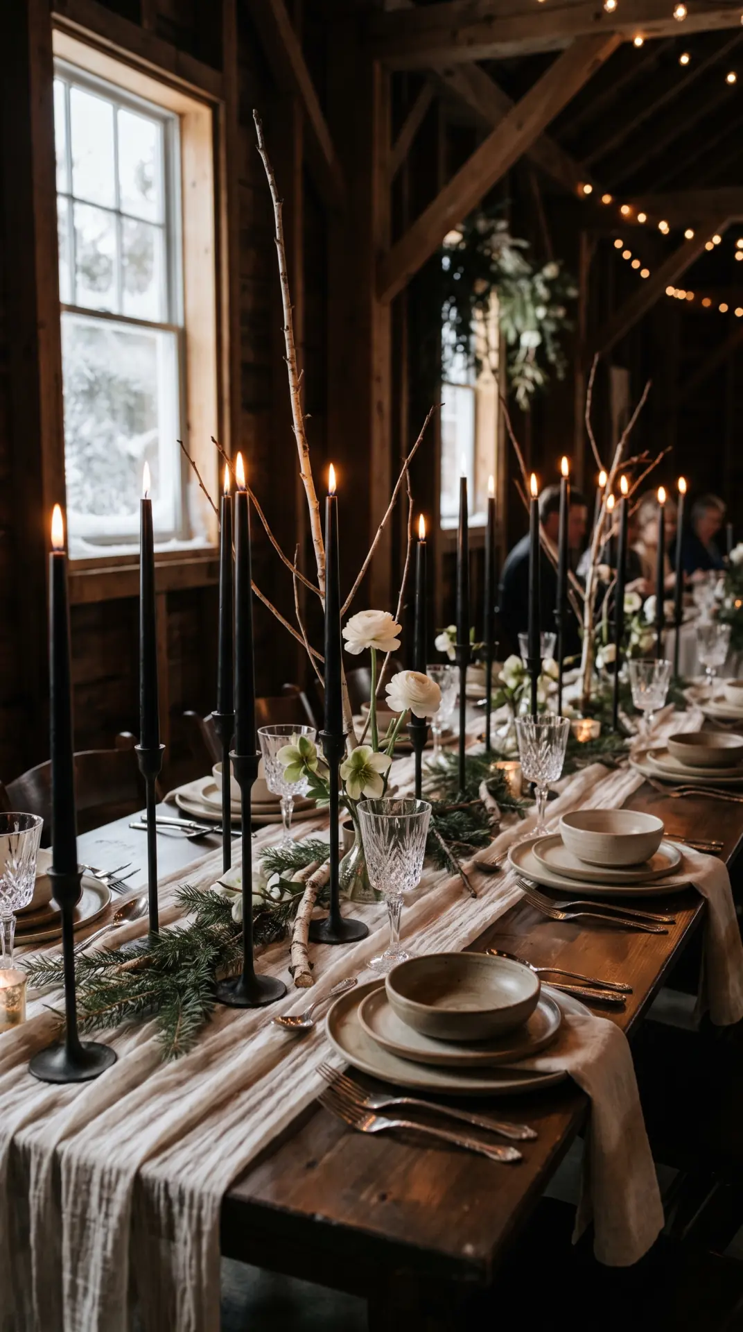 Black Taper Candle Tablescape