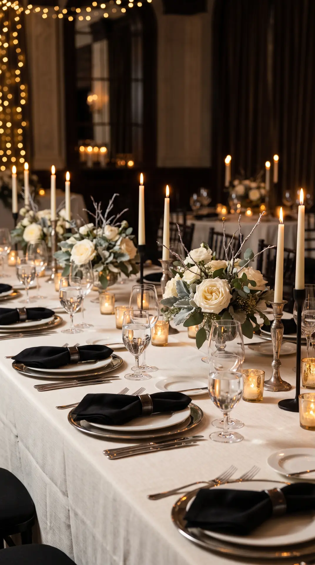 27 December Wedding Ideas That Make Winter Feel Magical 23 Black-Tie Winter Wedding Tables