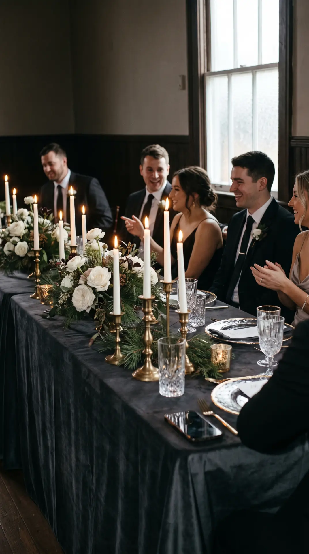 25 Seasonal Real Wedding Inspiration for Every Kind of Celebration 9 Black-Tie Winter Wedding With Velvet and Candlelight: A black-tie winter wedding feels dramatic and polished when deep velvet textures, crisp white florals, and abundant candlelight create a strong contrast. Dark linens or formal attire introduce visual depth, while reflective glass and metallic accents keep the reception from feeling too heavy. ...
