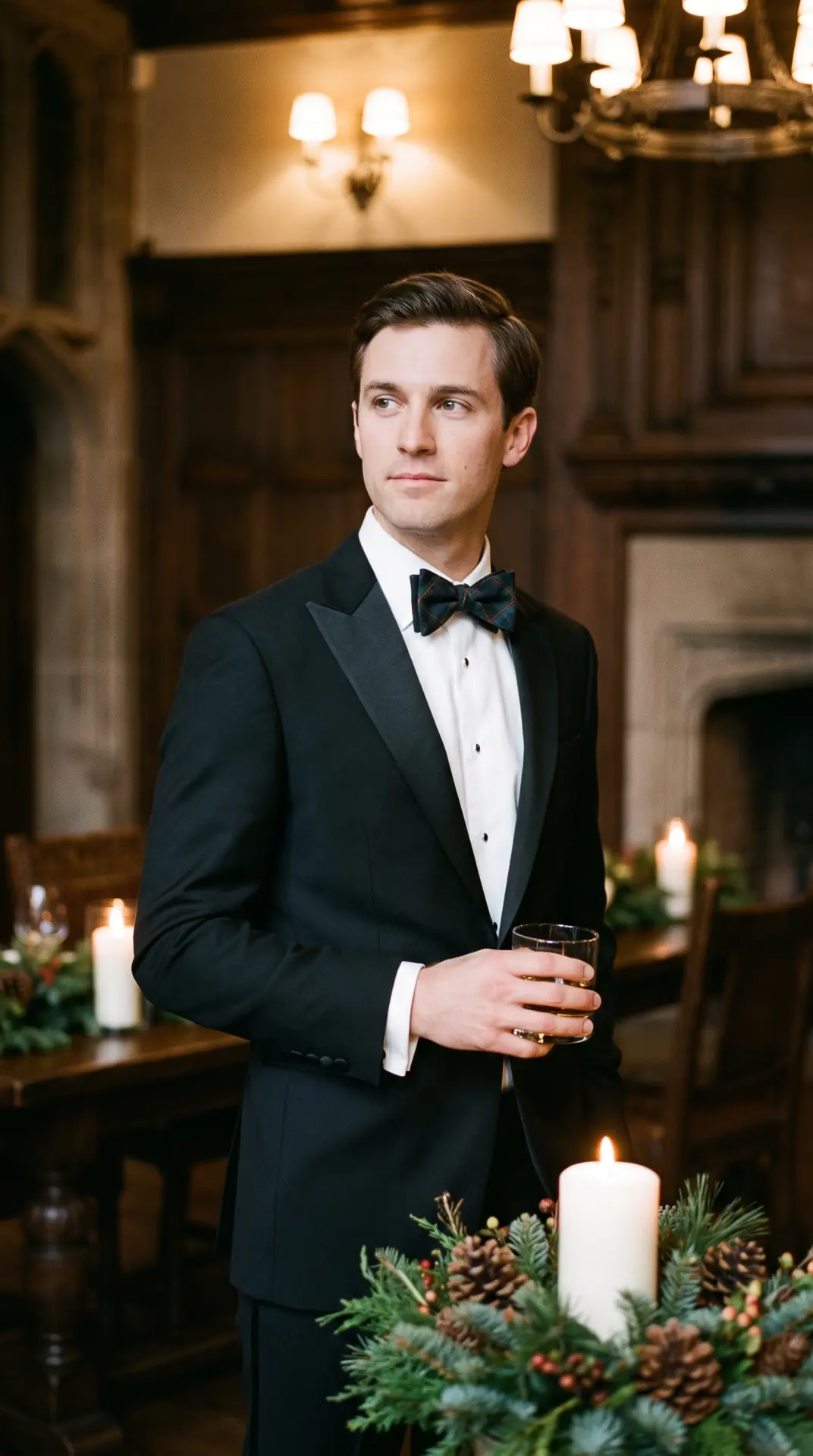 Black Tuxedo With a Tartan Bow Tie