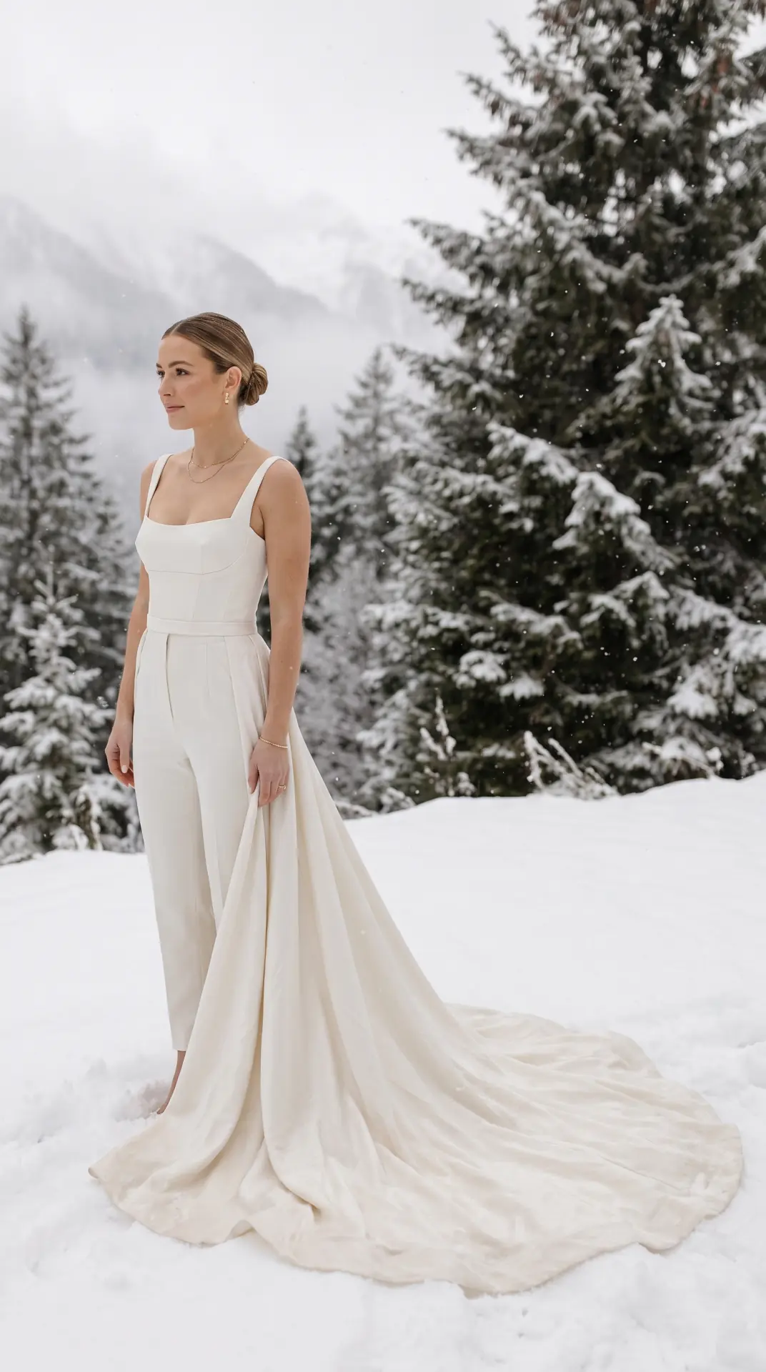 Bridal Jumpsuit With Detachable Train