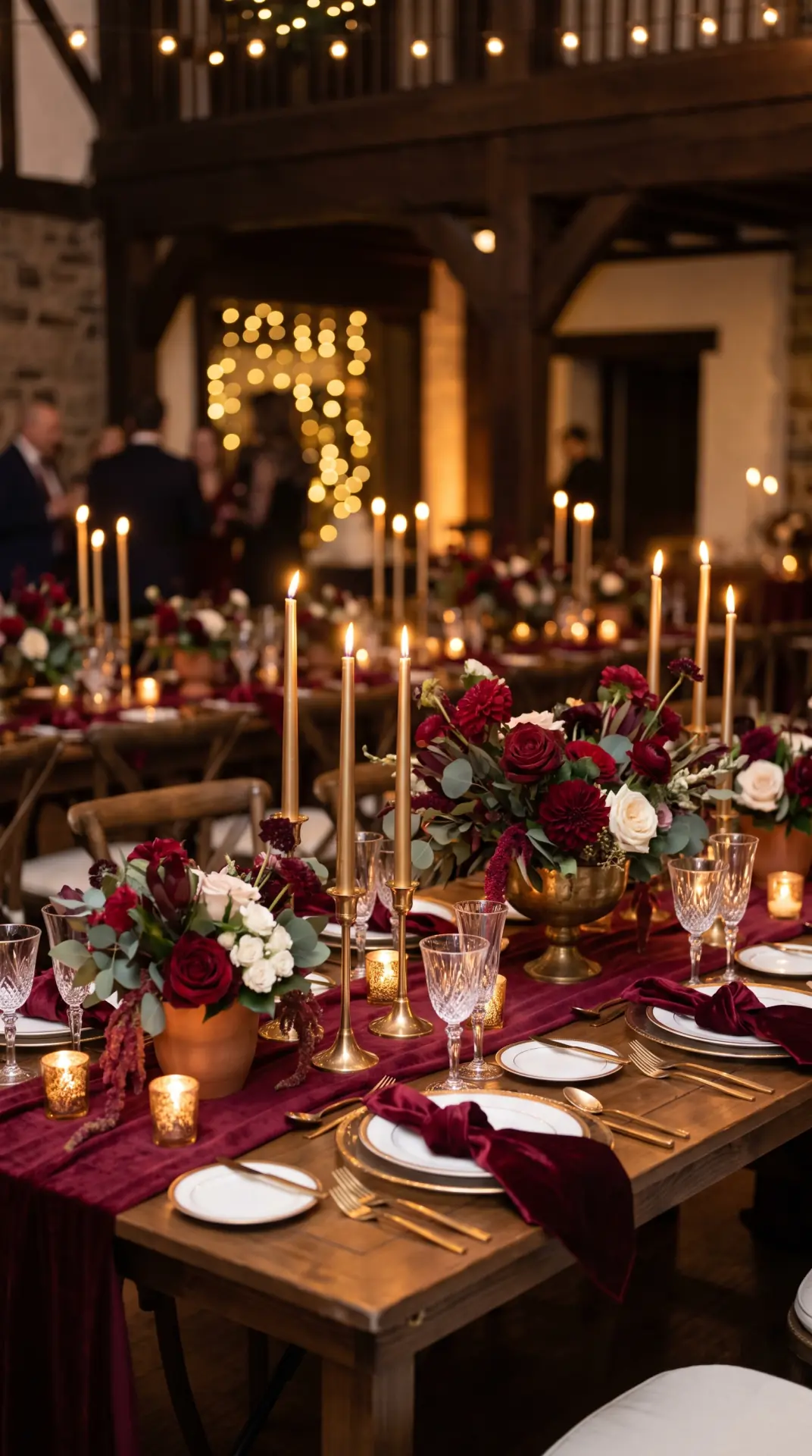 27 December Wedding Ideas That Make Winter Feel Magical 6 Burgundy and Gold Reception