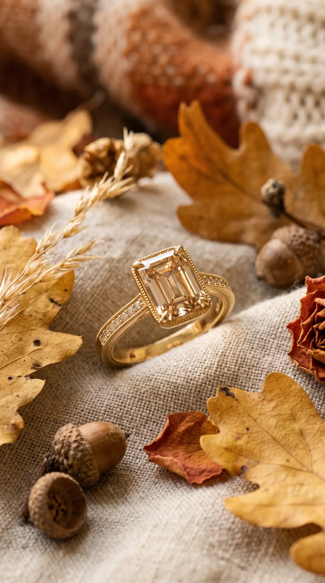 Champagne Diamond With Warm Autumn Gold