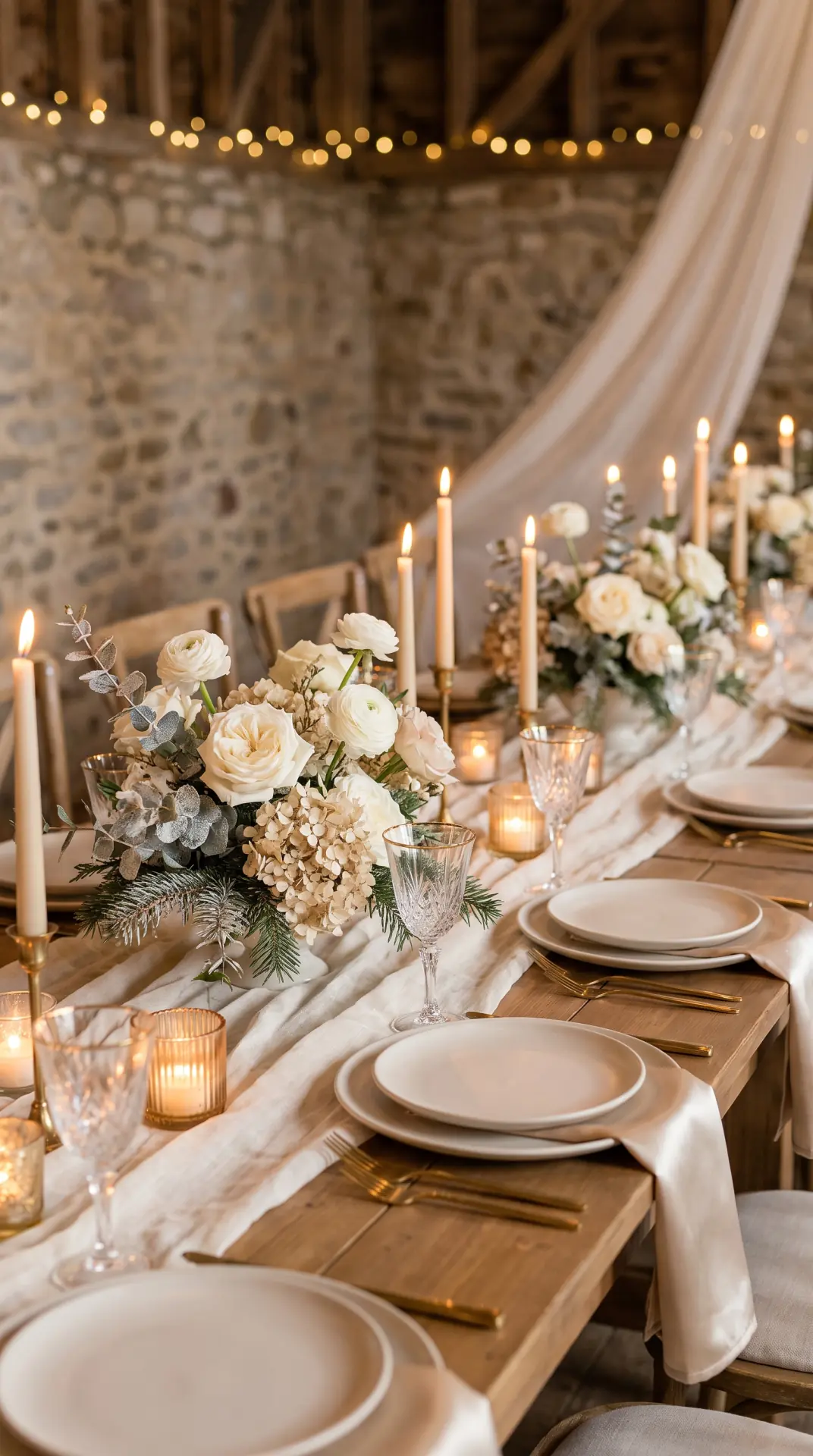 Champagne and Ivory Tablescape