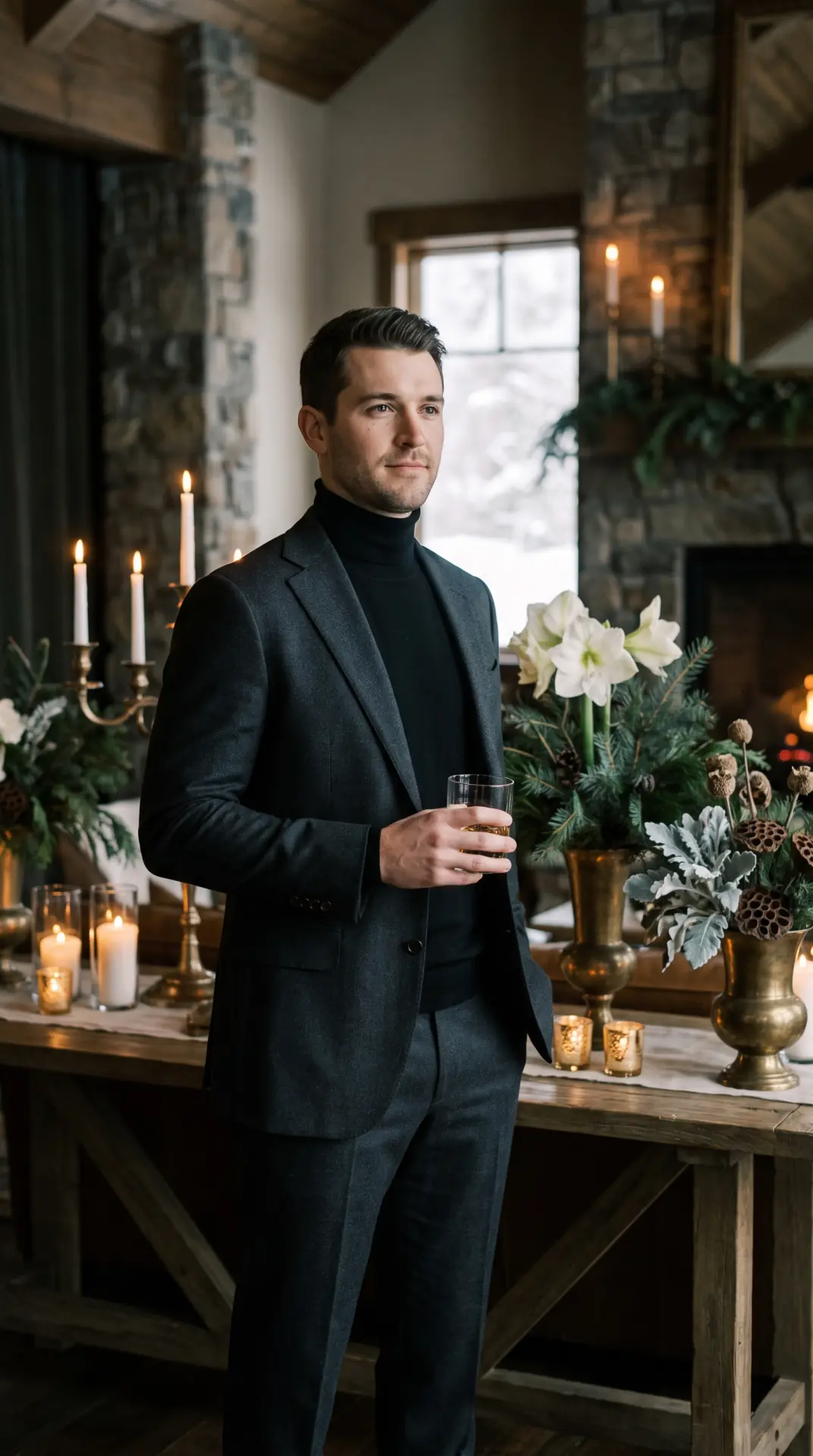 Charcoal Suit With a Black Turtleneck