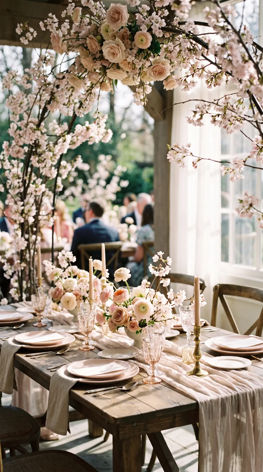 25 Seasonal Real Wedding Inspiration for Every Kind of Celebration 6 Cherry Blossom Wedding With Romantic Blush Details: A cherry blossom wedding captures the softness of early spring with delicate pink branches, pale florals, and airy decorative layers. The naturally sculptural shape of blossom-covered branches creates height and volume while keeping the overall setting graceful rather than heavy. ...
