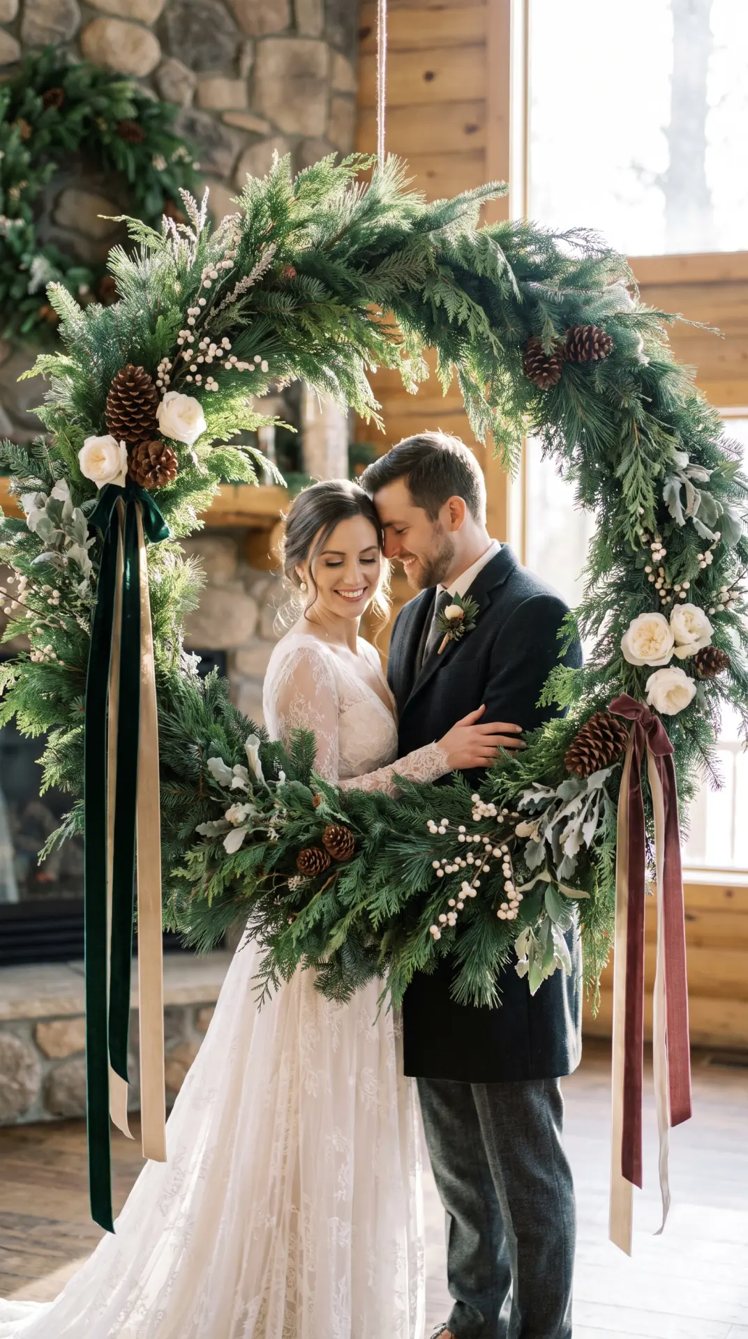 Christmas Wreath Couple Portrait