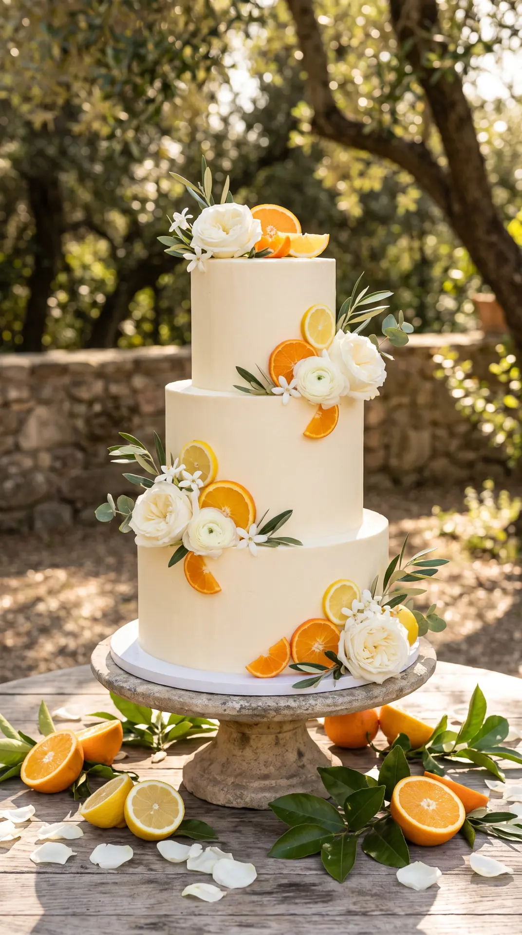 Citrus and White Floral Cake