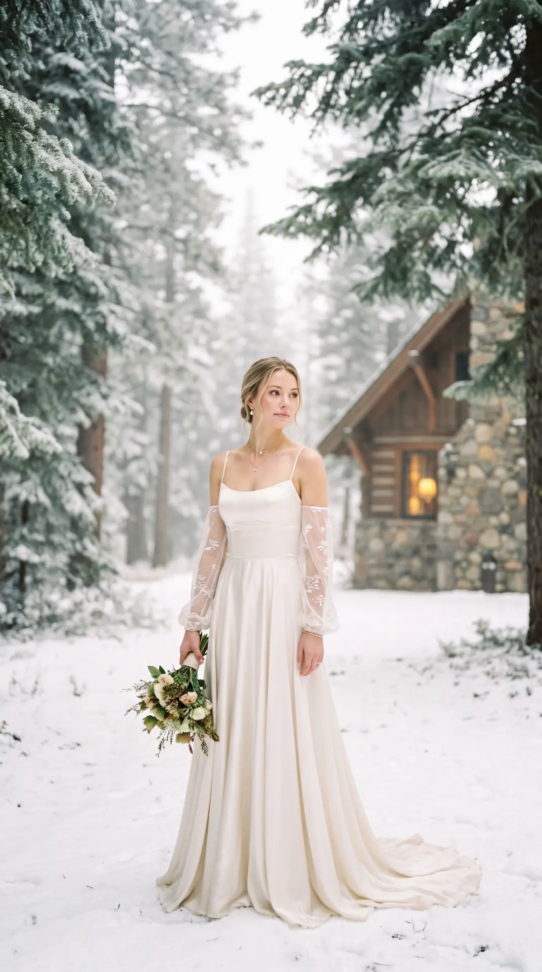 Detachable-Sleeve Bridal Dress