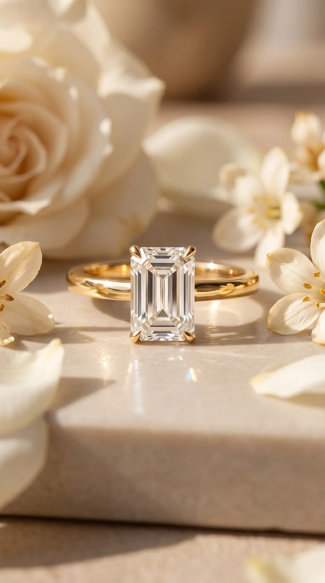 Emerald-Cut Diamond With Sleek Summer Gold