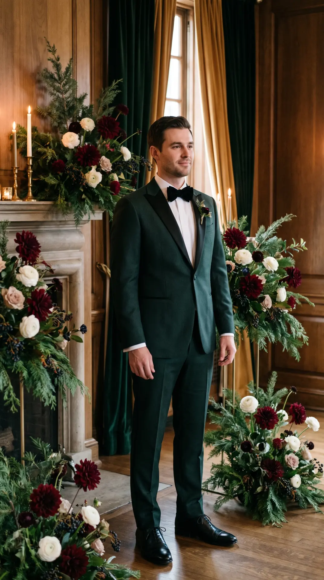 Forest Green Suit With Black Accents