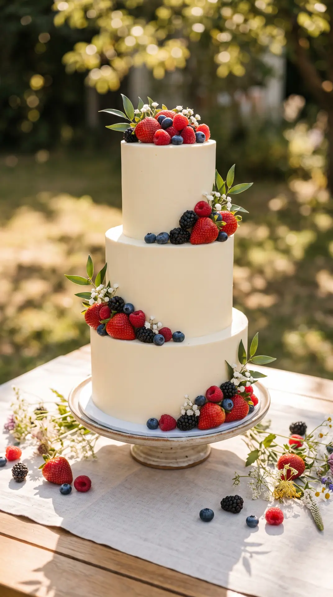Fresh Berry Summer Wedding Cake