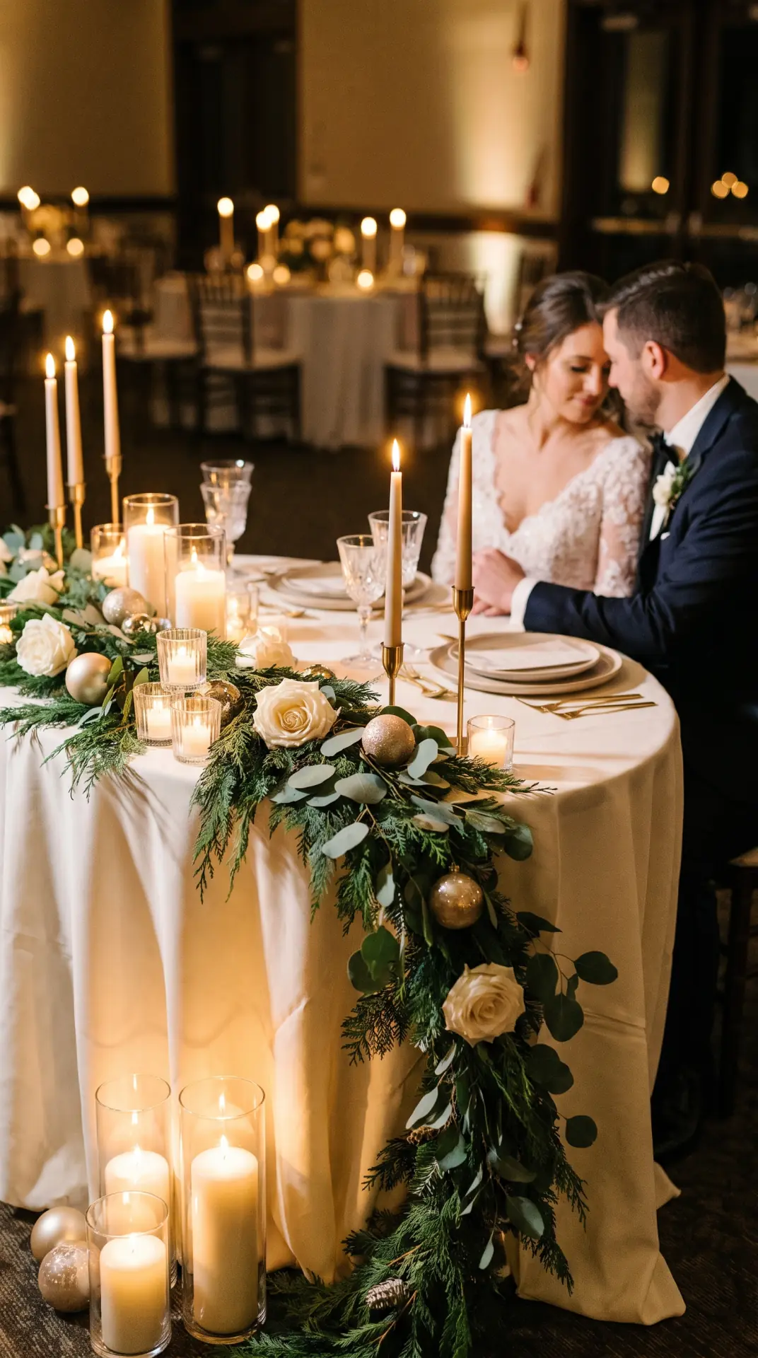 27 December Wedding Ideas That Make Winter Feel Magical 29 Golden Candlelight Sweetheart Table