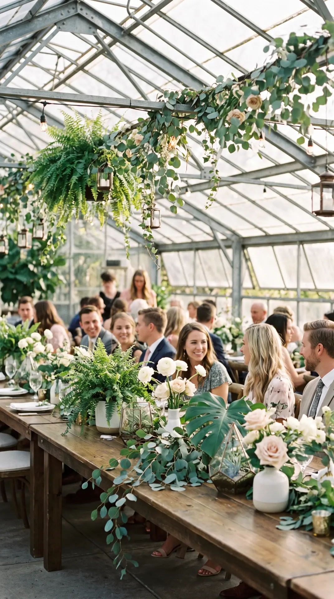 25 Seasonal Real Wedding Inspiration for Every Kind of Celebration 16 Greenhouse Spring Wedding With Modern Botanical Styling: A greenhouse wedding combines abundant greenery, filtered natural light, and architectural glass for a fresh spring look with a modern edge. Ferns, vines, and sculptural foliage provide volume and texture while white or pale flowers keep the overall design clean and sophisticated. ...