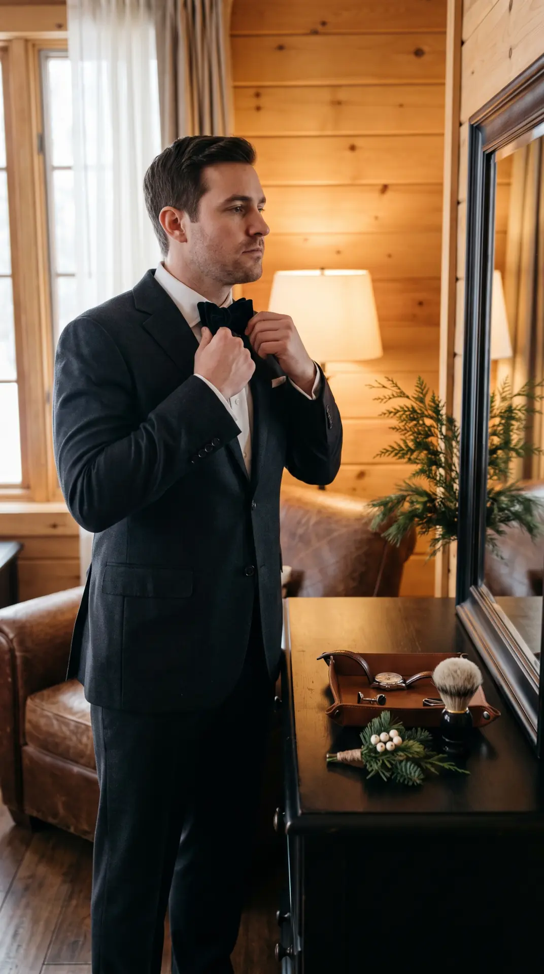 Groom Getting Ready With Winter Details