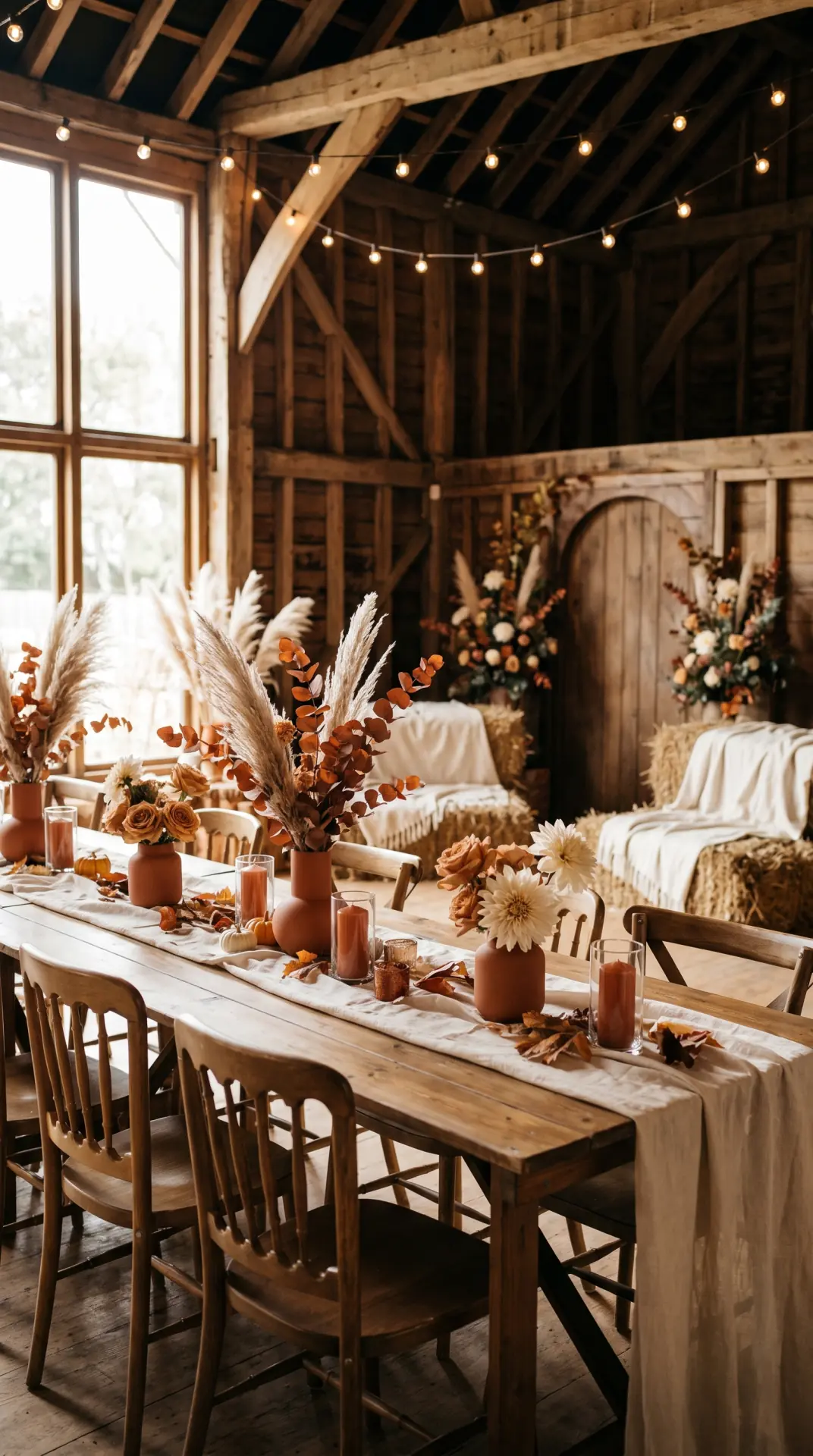 25 Seasonal Real Wedding Inspiration for Every Kind of Celebration 8 Harvest Barn Wedding With Terracotta and Cream: A harvest-inspired barn wedding feels warm and grounded when terracotta, cream, muted orange, and natural wood create the foundation of the design. Dried grasses, seasonal foliage, and textured flowers add layered movement while complementing exposed beams and rustic architectural details. ...