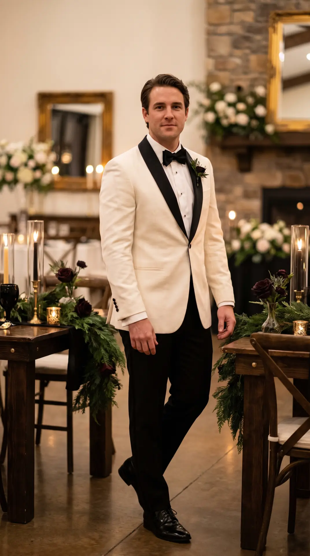 Ivory Dinner Jacket With Black Trousers
