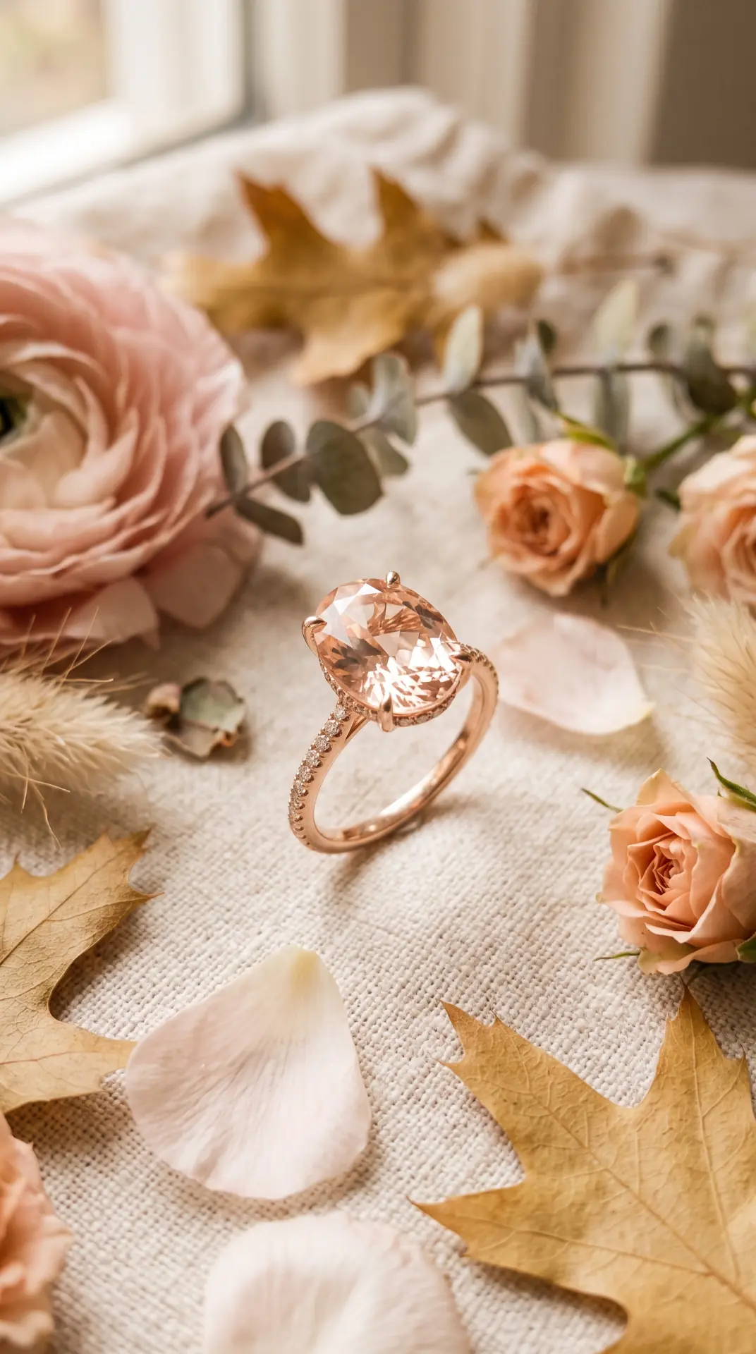 Morganite Oval With Peach-Toned Rose Gold