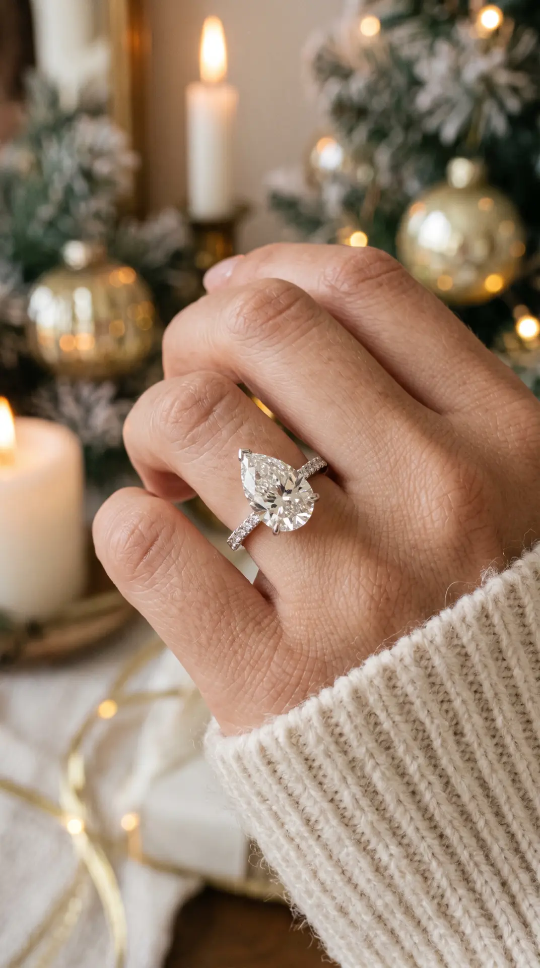 Pear-Shaped Diamond With Pavé Band