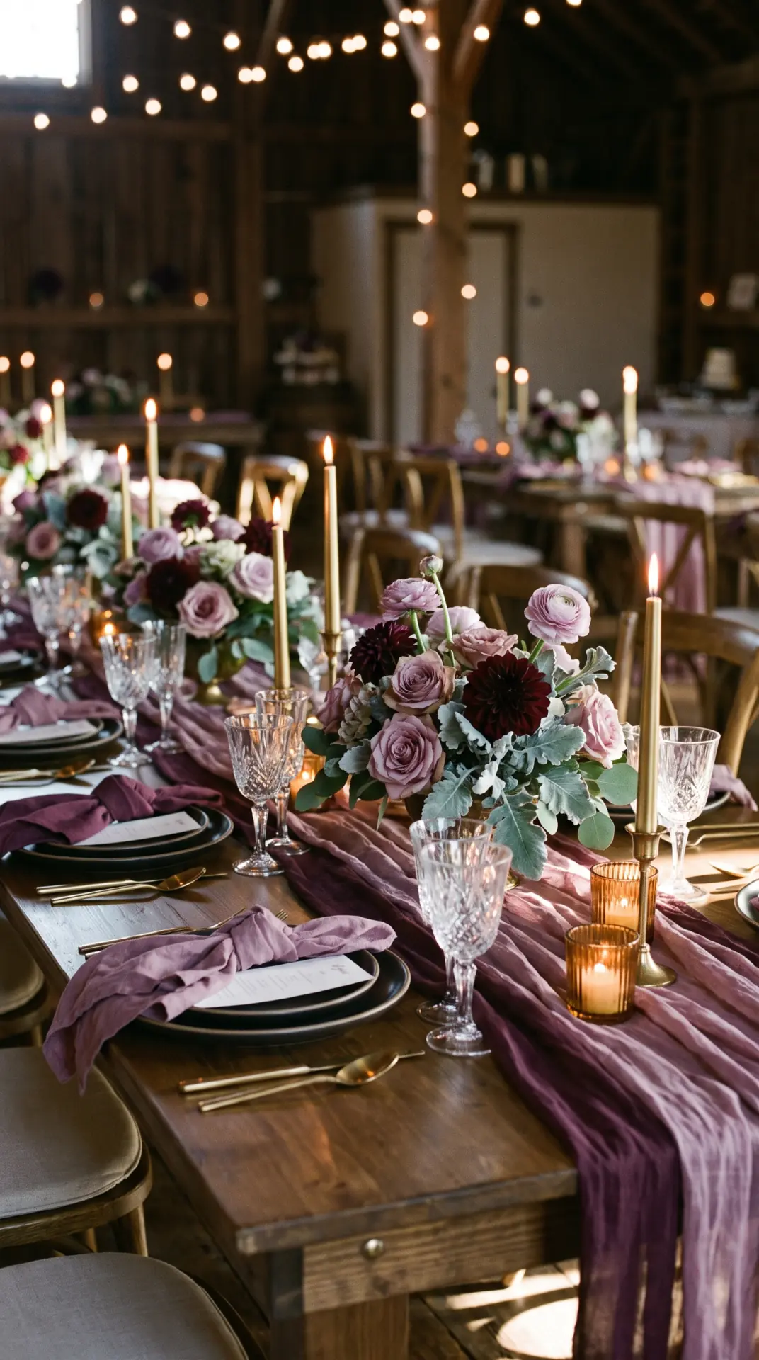 Plum and Mauve Winter Tablescape