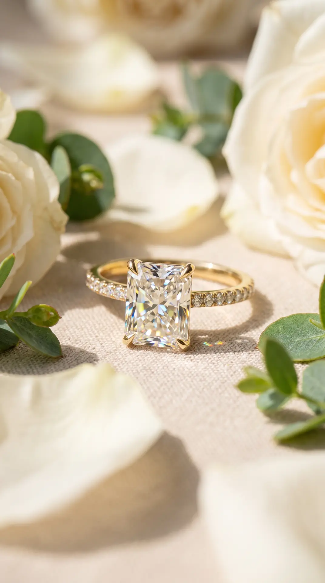 Radiant-Cut Diamond With Sunlit Pavé Band