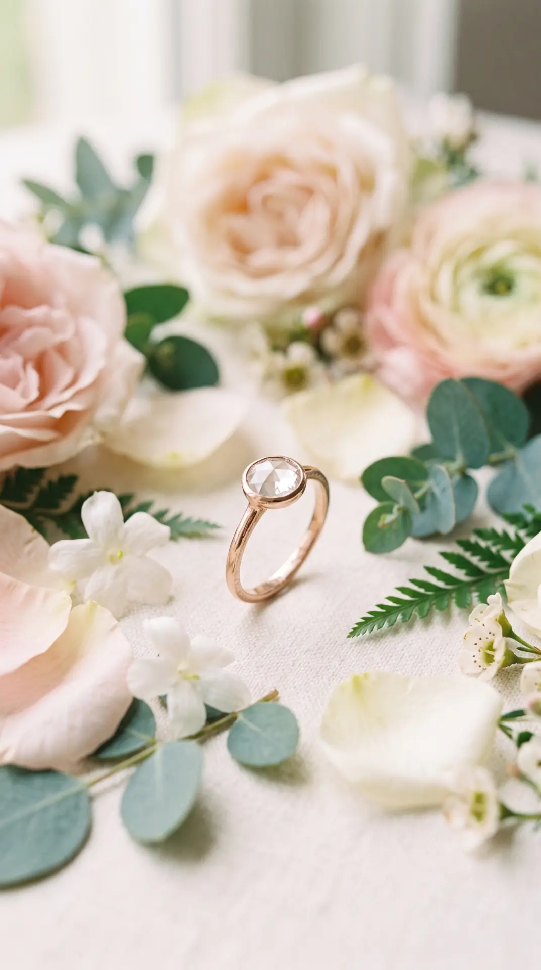 Rose-Cut Diamond With Soft Spring Rose Gold