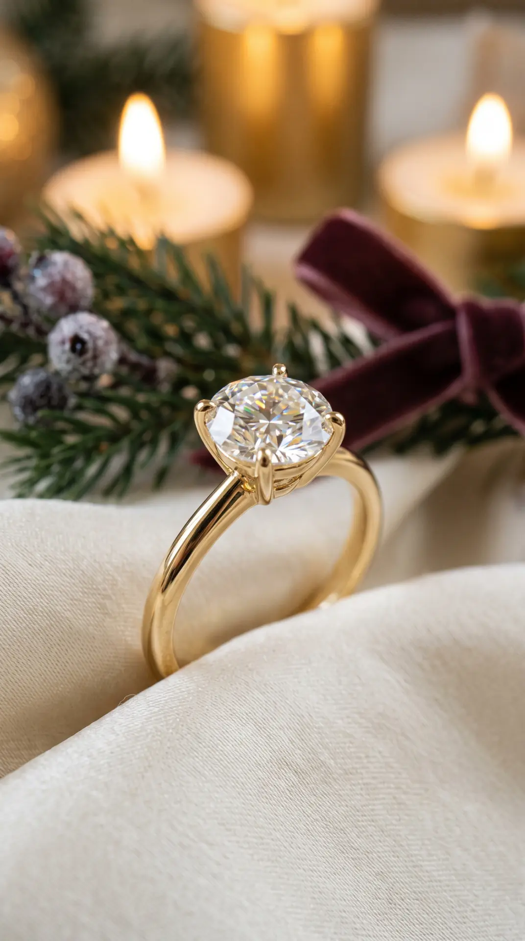 Round Diamond on a Yellow Gold Band