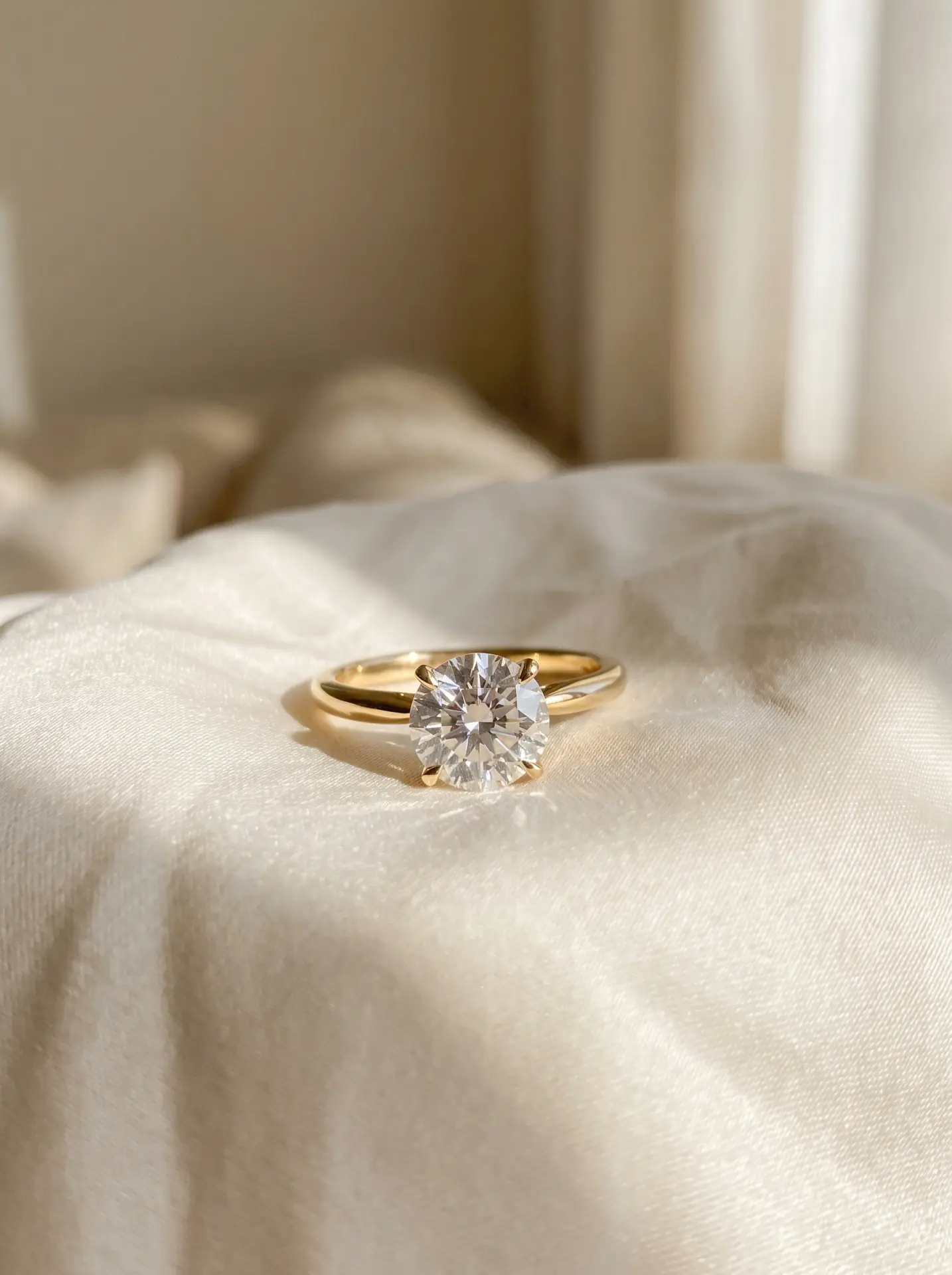 20 Winter Proposal Ring Ideas With a Romantic, Frost-Kissed Feel 4 Round Solitaire in Yellow Gold