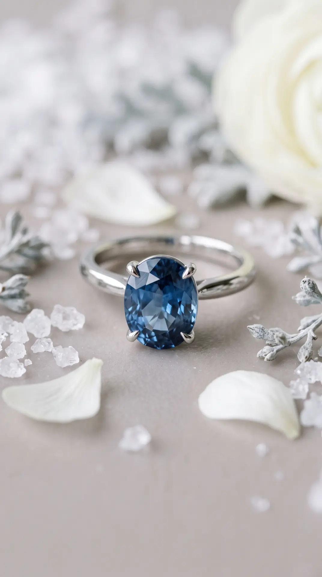 Sapphire Solitaire With Icy Platinum Setting