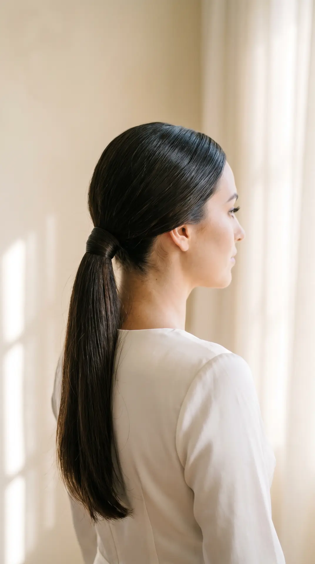 Sleek Low Ponytail With Wrapped Base