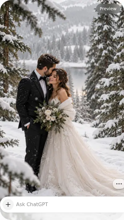 Snowy Couple Portraits After the Ceremony