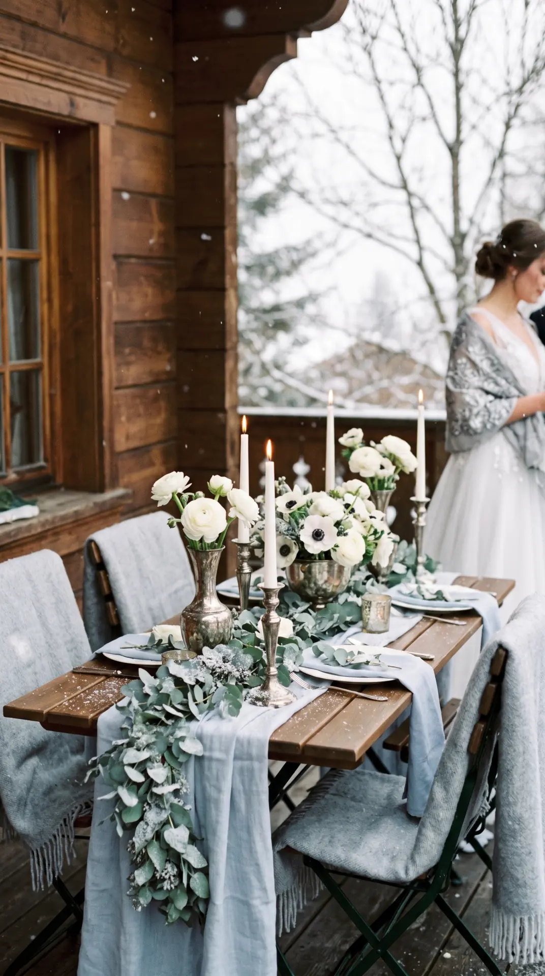 25 Seasonal Real Wedding Inspiration for Every Kind of Celebration 13 Snowy Winter Wedding With Silver and Soft Blue: A snowy winter wedding feels serene and refined when soft blue, silver, white, and icy gray reflect the quiet beauty of the season. Frosted greenery, white flowers, and subtle metallic finishes add delicate texture while maintaining a light and elegant visual structure. ...