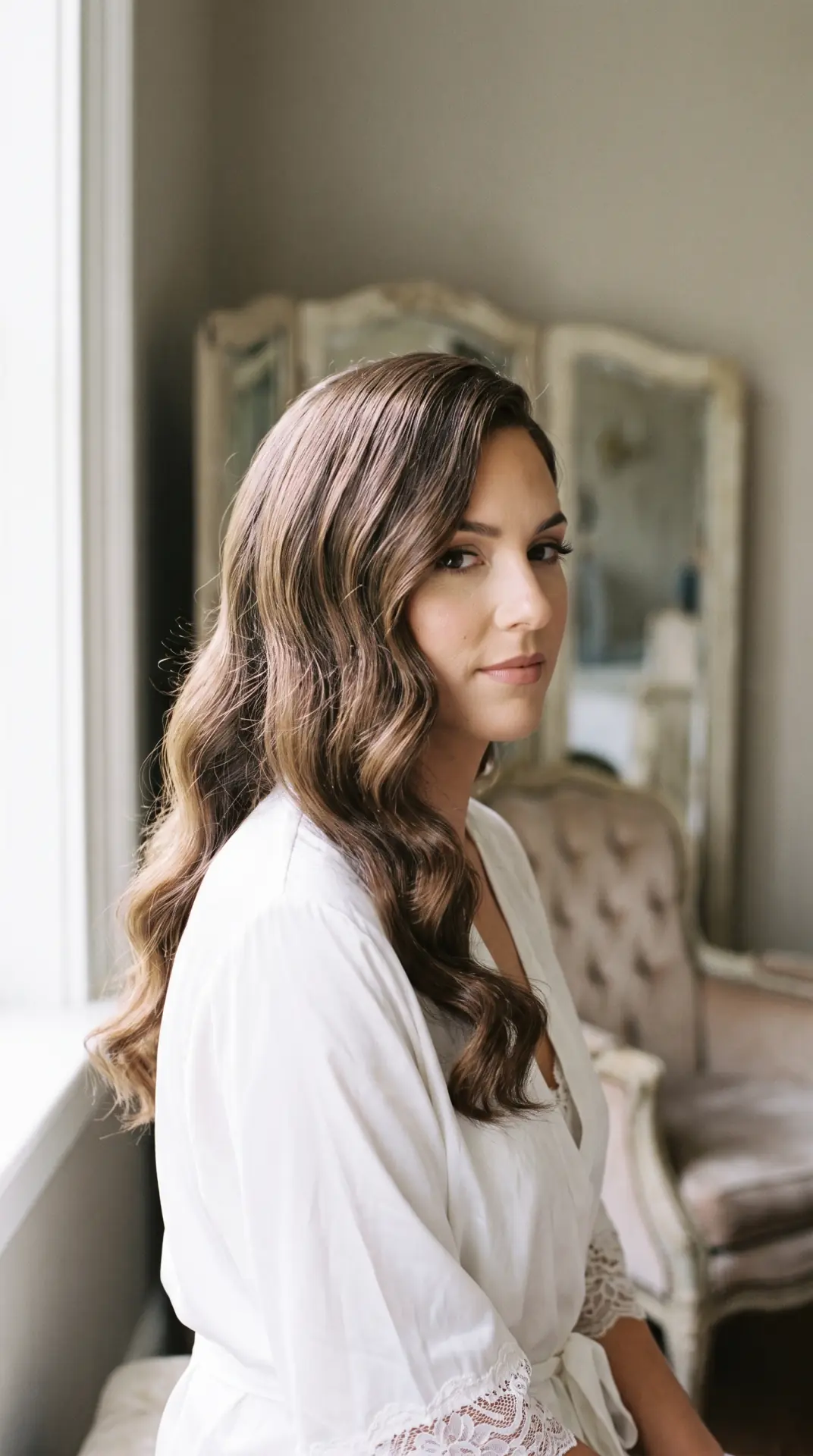 Soft Hollywood Waves With Deep Side Part