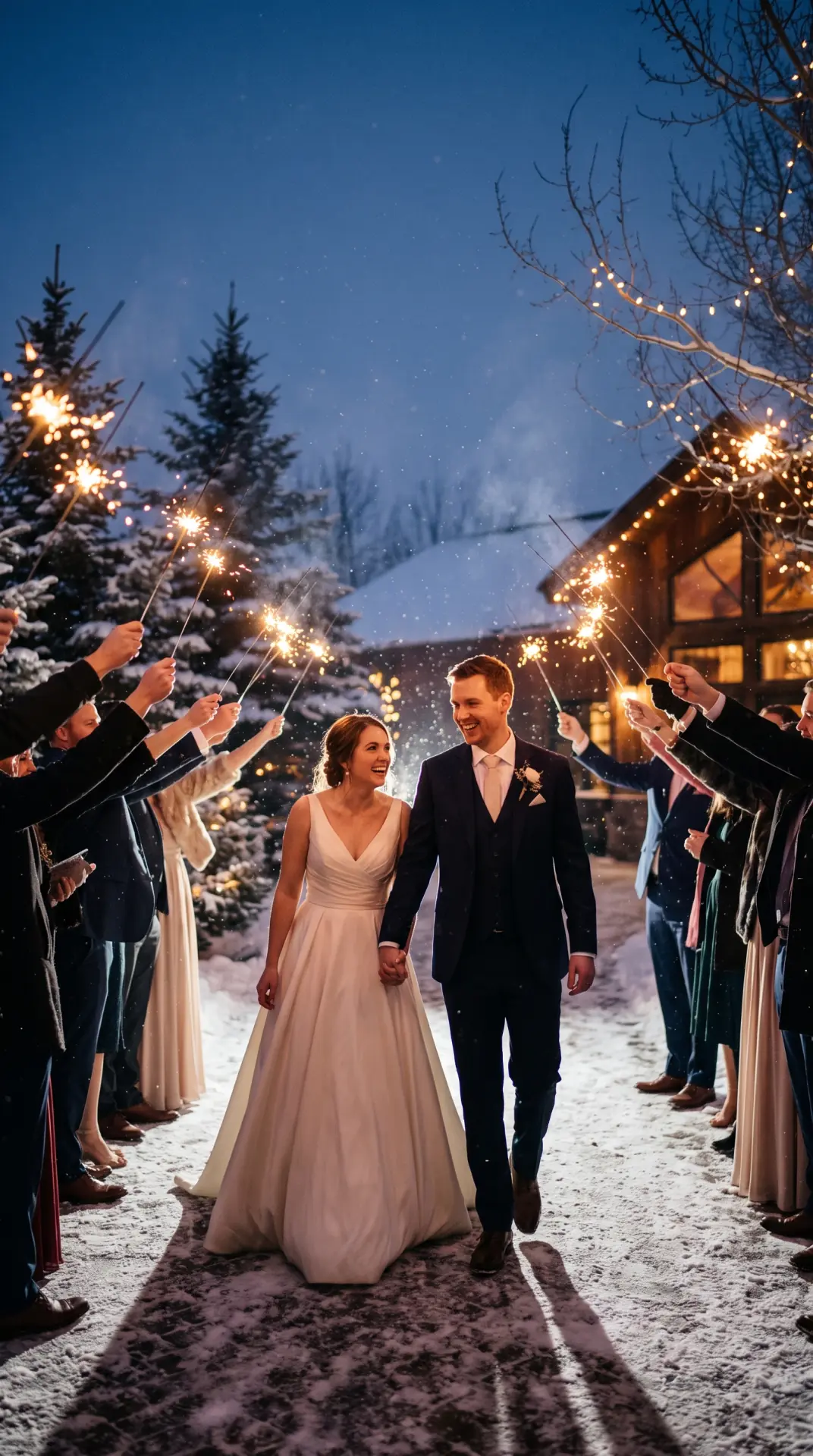 27 December Wedding Ideas That Make Winter Feel Magical 27 Sparkler Winter Send-Off
