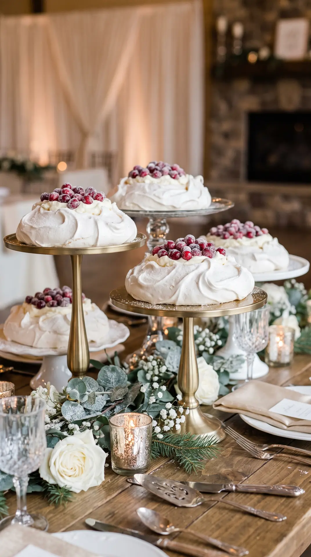 Sugared Cranberry Pavlovas
