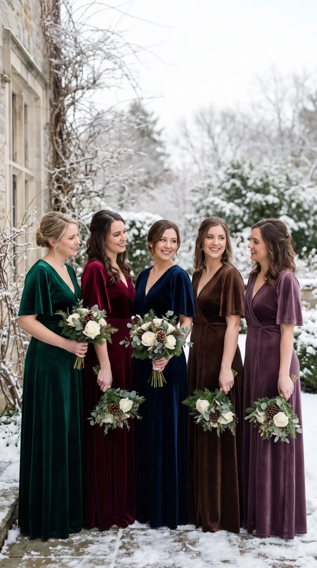 27 December Wedding Ideas That Make Winter Feel Magical 4 Velvet Bridesmaid Dresses