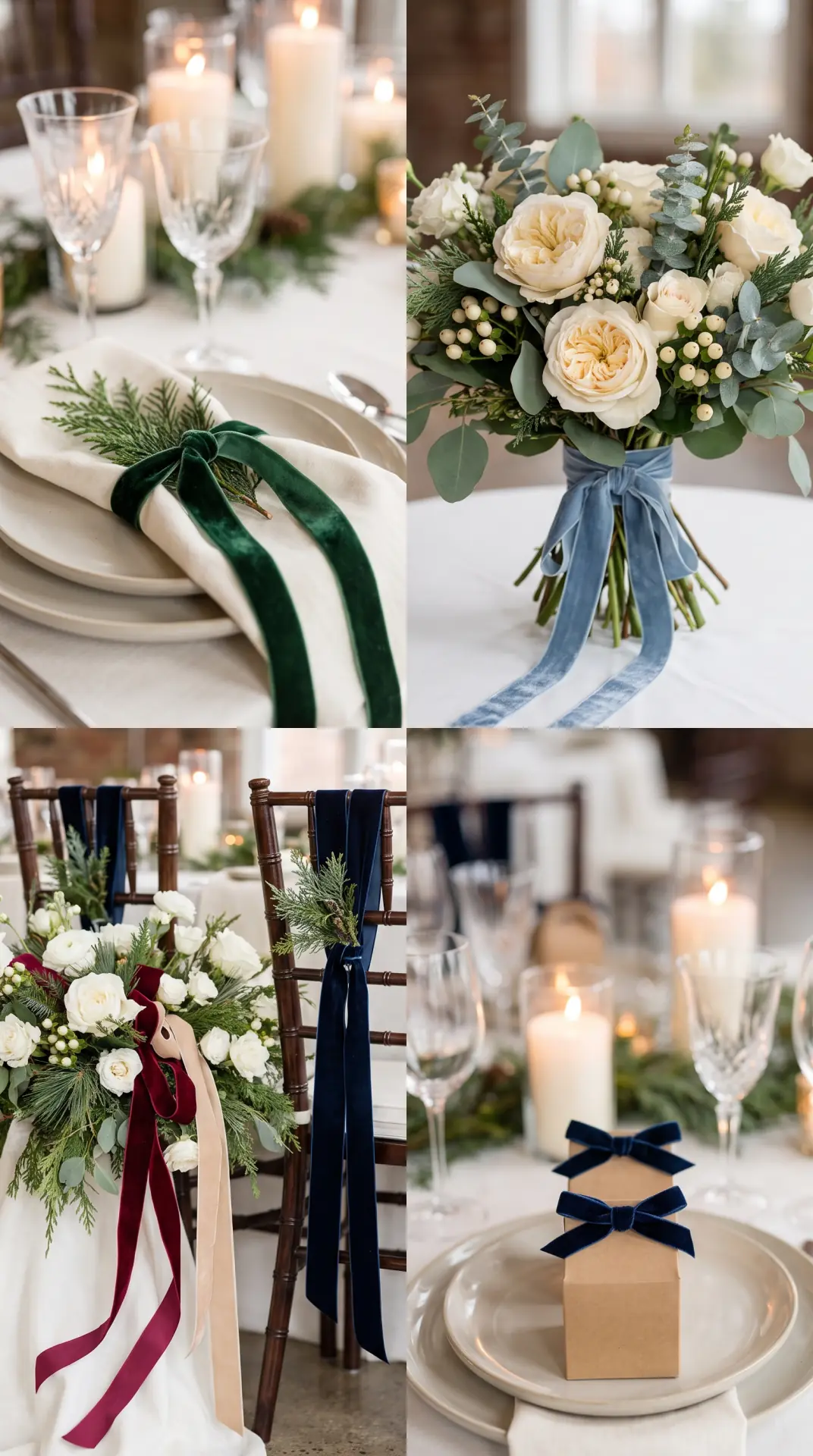 27 December Wedding Ideas That Make Winter Feel Magical 16 Velvet Ribbon Wedding Details