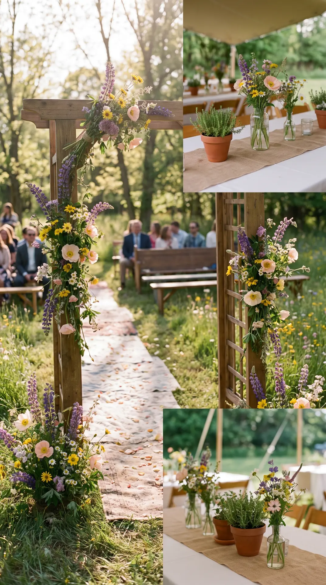 25 Seasonal Real Wedding Inspiration for Every Kind of Celebration 10 Wildflower Meadow Wedding With Fresh Spring Color: A wildflower meadow wedding feels naturally romantic with loose blooms, fresh greenery, and an organic mix of soft seasonal colors. Uneven floral heights and delicate textures create movement that makes ceremony spaces and reception tables look effortless rather than overly arranged. ...