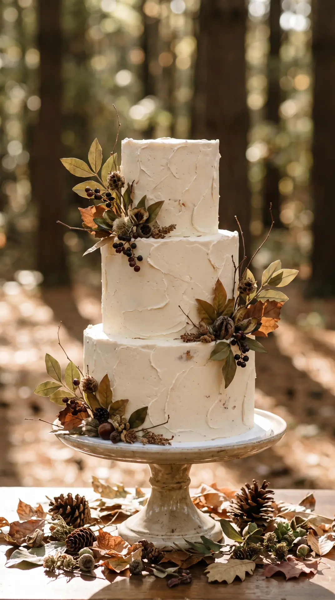 Woodland Autumn Textured Buttercream Cake