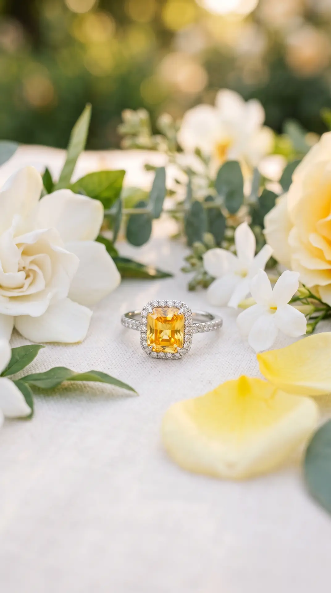 Yellow Sapphire With Bright Summer Diamond Accents
